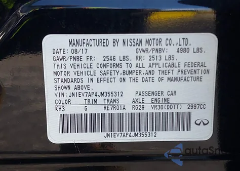 2018 Infiniti Q50 3.0T Luxe из США, поврежденный, VIN JN1EV7AP4JM355312